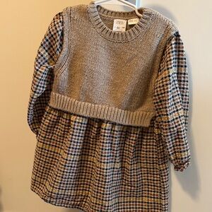 Zara Kids Checkered Knit Sweater dress - Gray and Brown 3/4
